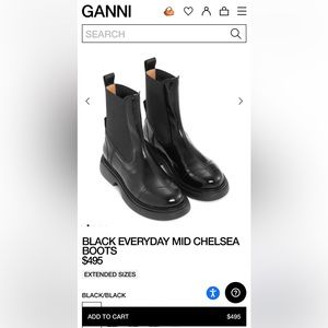 Ganni Black Everyday Chelsea Boot- Size 38 BNIB